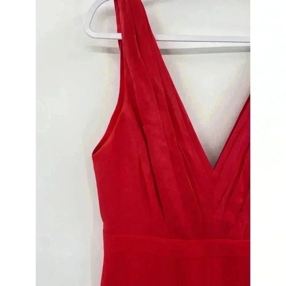 Alice + Olivia Gale Deep V-Neck Sleeveless Wide Leg Red Crepe Jumpsuit Size 2 - Picture 5 of 8